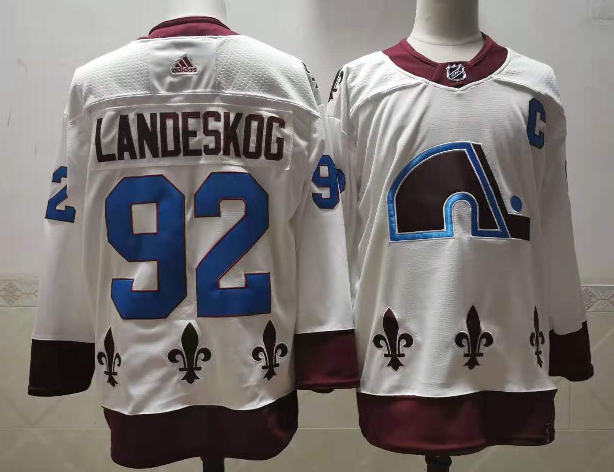 Men Colorado Avalanche 92 Landeskog White Authentic Stitched 2020 Adidias NHL Jersey